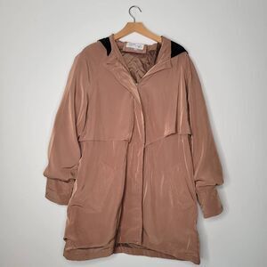 Vintage 80s Coat Collectibles Hooded Anorak Jacket Brown Satin Windbreaker Made